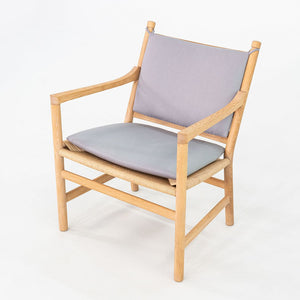 C. 2020 Pair of Hans Wegner for Carl Hansen CH44 Ladderback Lounge Chairs in Oak with Cushions