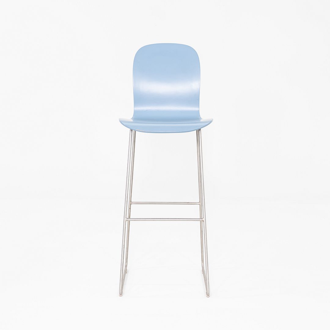 2010s Pair of Jasper Morrison for Cappellini Tate Bar Stools w/ Light Blue Seat