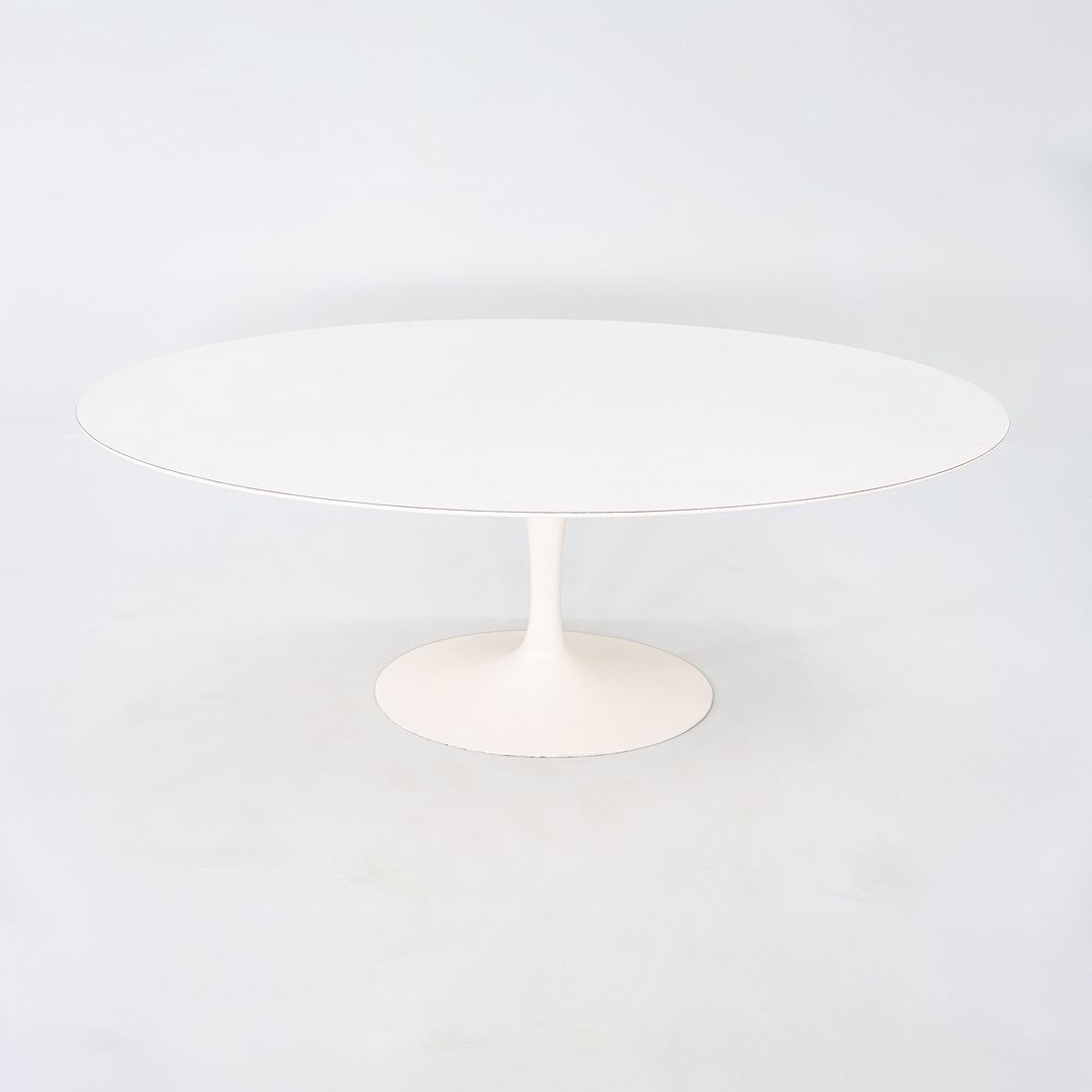 1960s Eero Saarinen for Knoll 78x48 inch Oval Tulip Dining Table in White Laminate