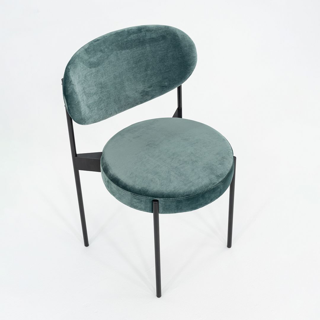 2024 Verner Panton for Verpan 430 Chair in Teal Velvet Upholstery w/ Black Frame