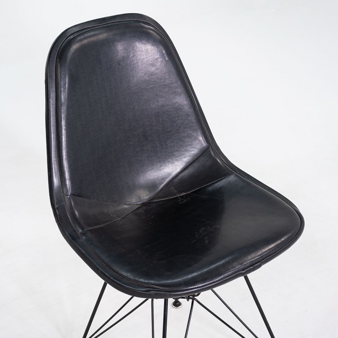 C. 1954 Herman Miller Eames DKR-1 Wire Dining Side Chair with Black Naugahyde