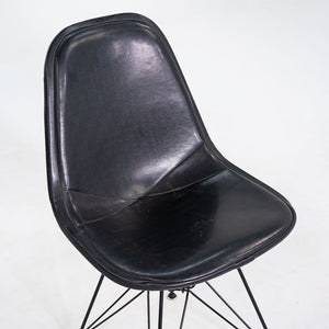 C. 1954 Herman Miller Eames DKR-1 Wire Dining Side Chair with Black Naugahyde