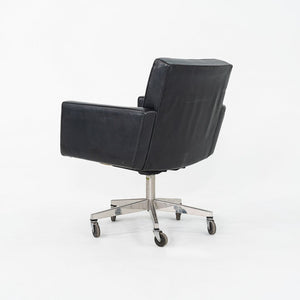 1971 Vincent Cafiero for Knoll Black Leather Rolling Desk Chair 4x Available