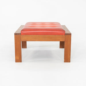 1960s Modern Ottoman Stool by C.I. Designs Wood with Persimmon Vinyl Upholstery