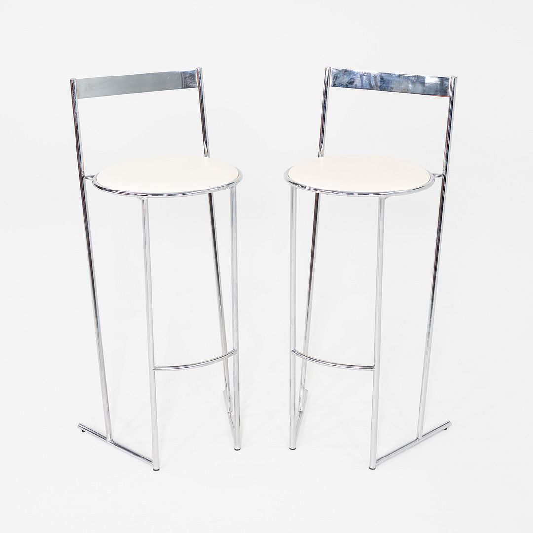 1980s Pair of Postmodern Musme Bar Stools by Emilio Nanni for Fly Line, Italy