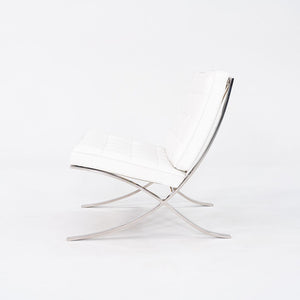 1960s Mies van der Rohe for Knoll Barcelona Lounge Chair and Ottoman in Sabrina White & Stainless Fully Restored