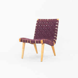 2000s Jens Risom For Knoll Armless Lounge Chair in Maple with Purple Webbing