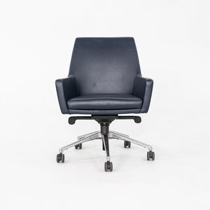 2010s Bernhardt Design Cardan Leather Desk Chair Upholstered in Blue Leather