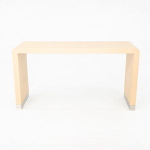 1990s Karl Springer Style Grass Cloth Waterfall Console Table in Stainless Steel