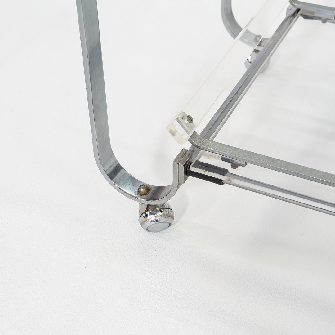 C. 1930s Treitel Gratz Bar Cart / Trolley in Chromed Steel with Glass Shelves