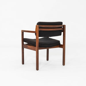 1970s Set of Eight Dining Arm Chairs Attributed to Jens Risom Walnut w/ Fabric