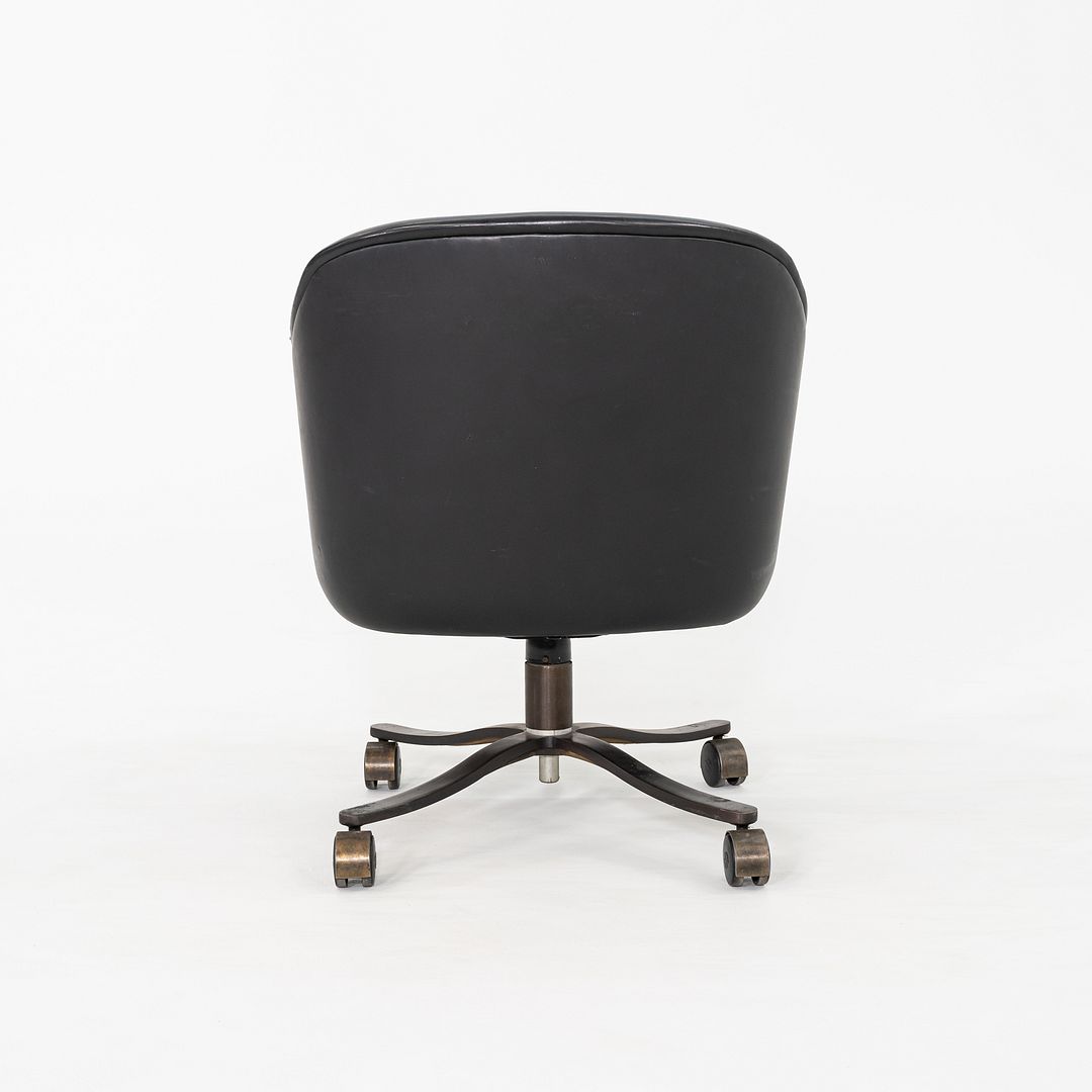 1980s Nicos Zographos Alpha Desk Chairs in Black Leather and Dark Bronze 2x Available