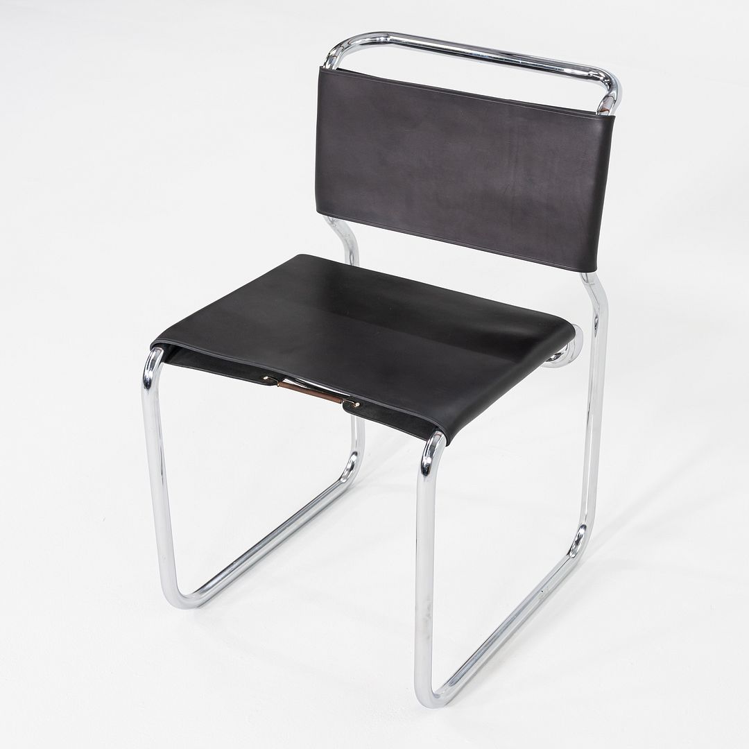 1970s Set of Five Nicos Zographos CH66 Dining Side Chairs with New Black Leather