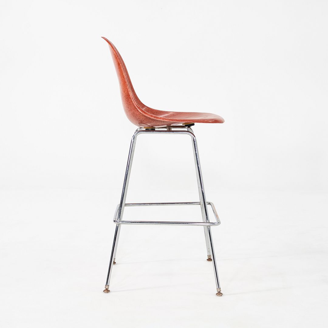 2010s Eames Modernica Bar Stool in Steel and Orange Red Fiberglass 13x Available