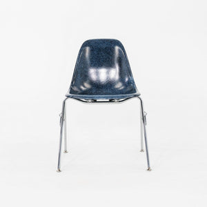 2010s Pair of Modernica Eames Fiberglass Dining Side Shell Chairs in Navy Blue
