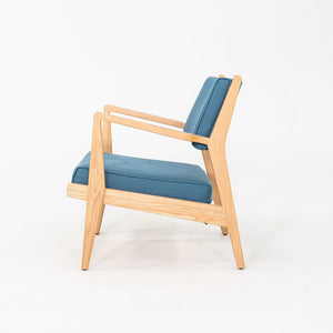 C. 2020 Pair of Jens Risom U-430 Lounge Chairs with Arms for DWR Oak w/ Fabric