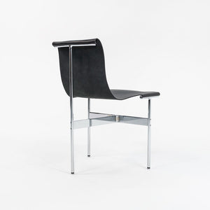 Set of Four Made to Order Gratz TG-10 Sling Dining Chairs Black Leather & Chrome