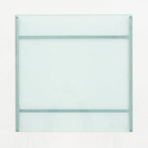 2000s Cappellini Square Side Table with Brushed Steel Frame and Blue Glass Top