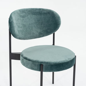 2024 Verner Panton for Verpan 430 Chair in Teal Velvet Upholstery w/ Black Frame