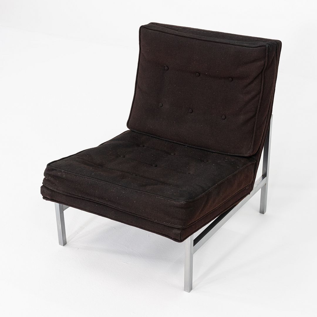 1960s Florence Knoll Armless Slipper Lounge Chair Upholstered in Black Fabric