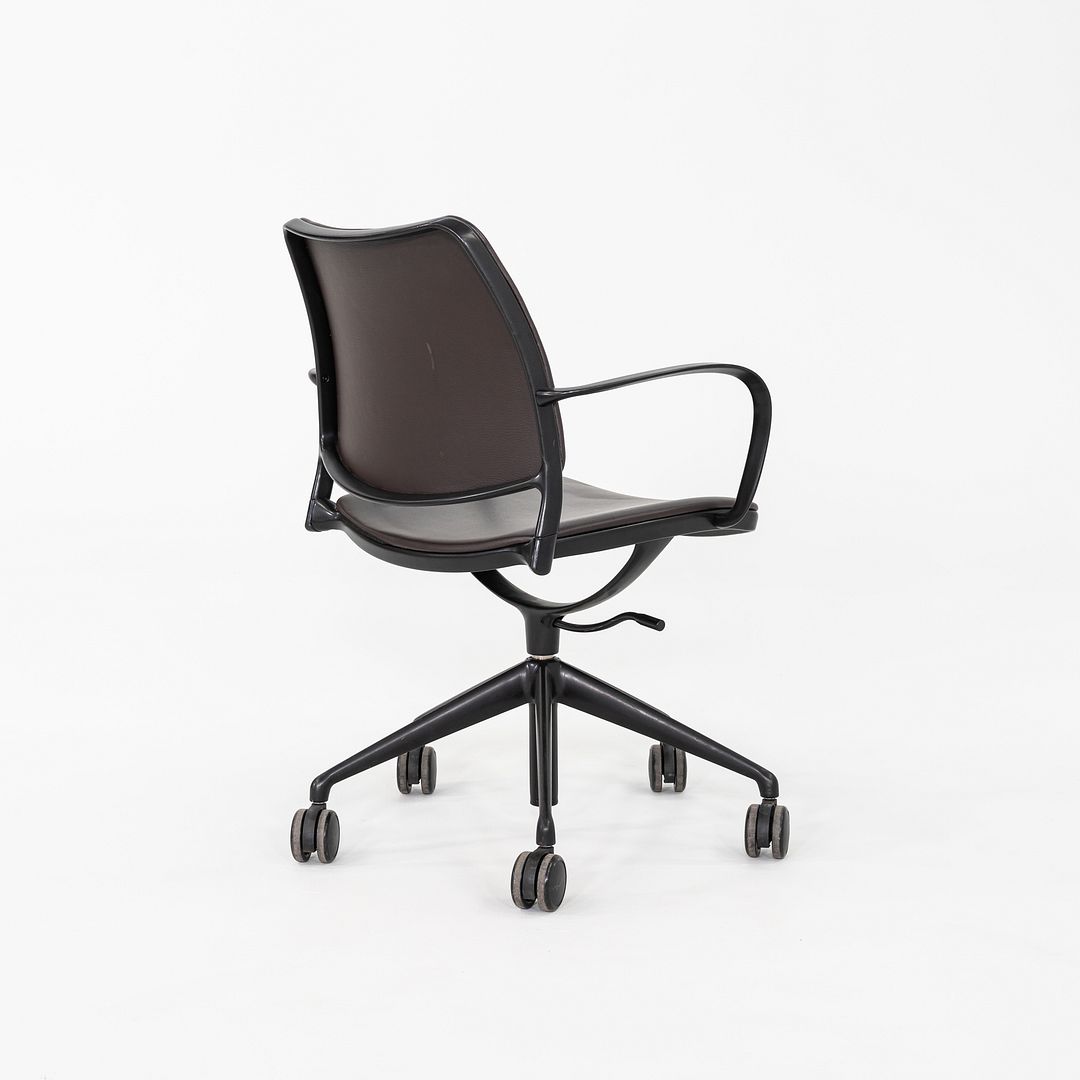 2010s Jesus Gasca for STUA Gas Desk Chair Brown Leather w/ Black Frame 6x Avail
