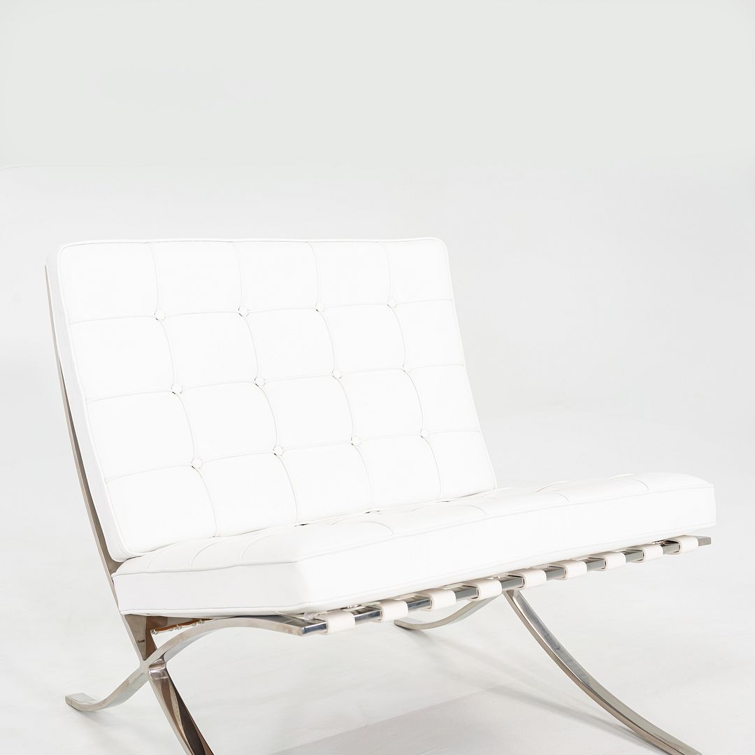 2005 Mies van der Rohe for Knoll Stainless Barcelona Lounge Chair with Ottoman