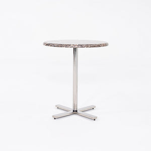 Modernist Brown Emperador Marble Side Table w/ Polished Steel Base 18" Round Top