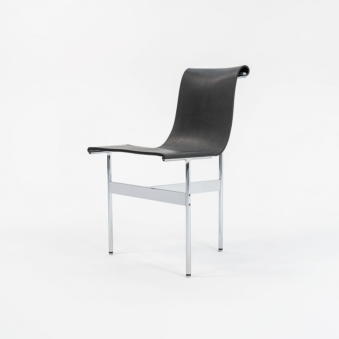 Set of Four Made to Order Gratz TG-10 Sling Dining Chairs Black Speckled Leather