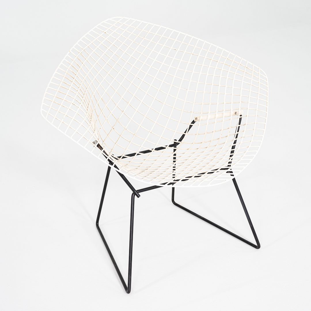 1960s Harry Bertoia Knoll Diamond Lounge Chair Black/White Powder Coated Steel