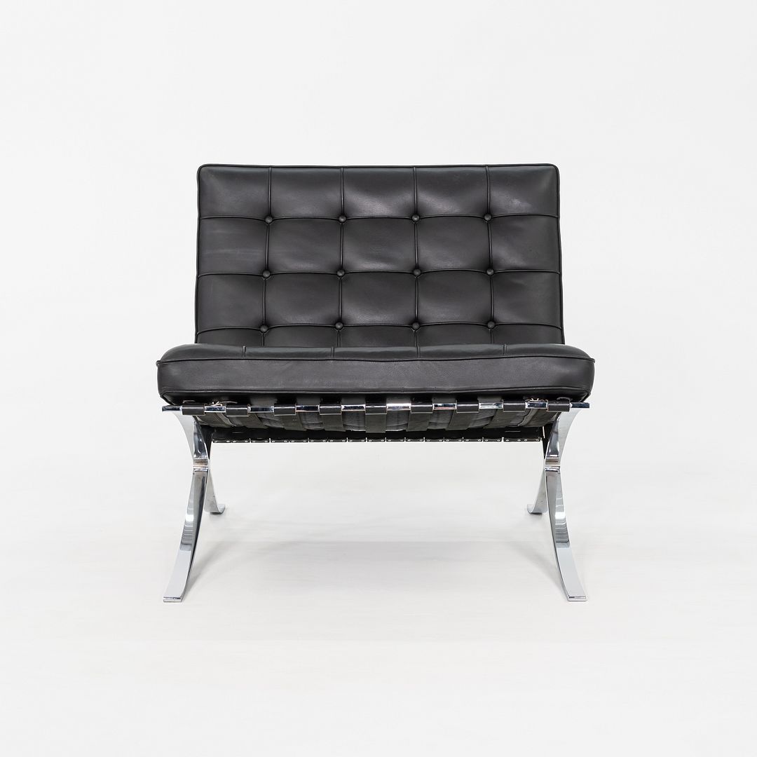 2010s Mies van der Rohe for Knoll Barcelona Lounge Chair Black Leather & Chrome