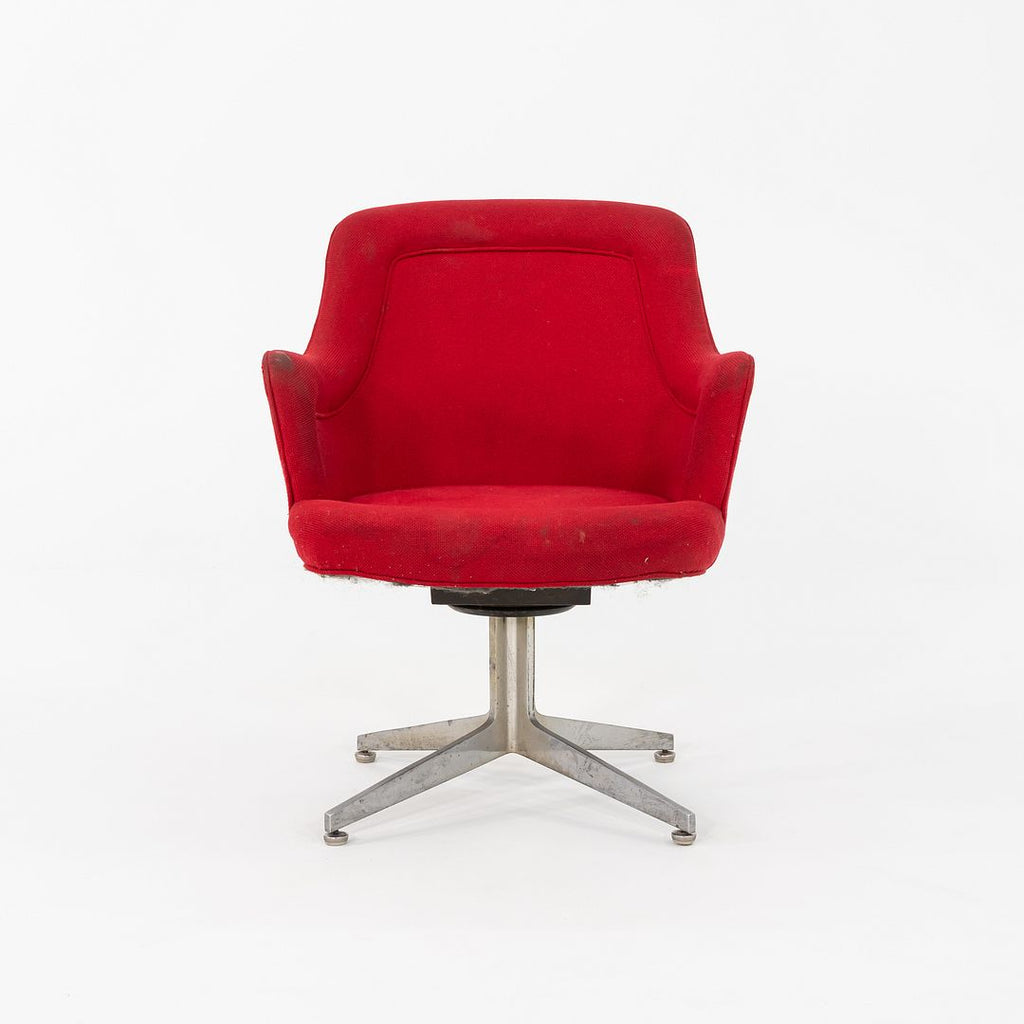 1960s Ward Bennett for Lehigh Furniture Arm Chair in Red Fabric and Aluminum