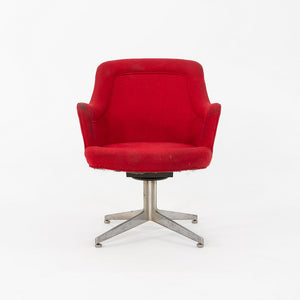 1960s Ward Bennett for Lehigh Furniture Arm Chair in Red Fabric and Aluminum