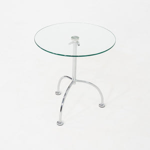 2010s Pair of Chromed Steel and Glass Adjustable Side Tables 20 Inch Diameter