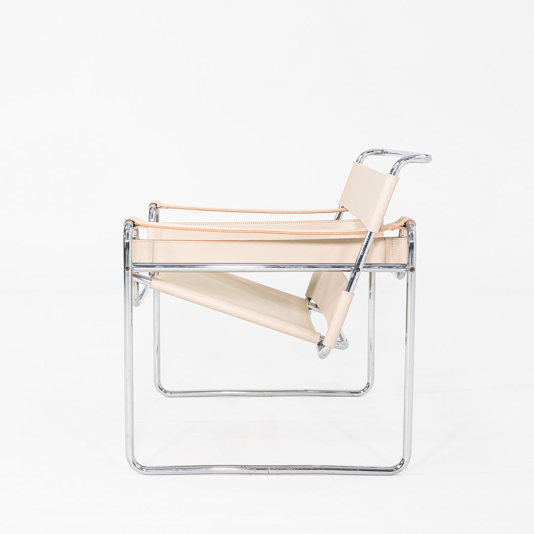 1970s Marcel Breuer for Knoll / Gavina Wassily Lounge Chair in New Cream Leather