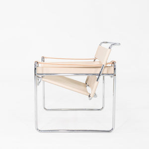 1970s Marcel Breuer for Knoll / Gavina Wassily Lounge Chair in New Cream Leather