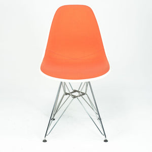 2010s Pair of Herman Miller Eames Dining Side Shell Chairs with Orange Upholstery
