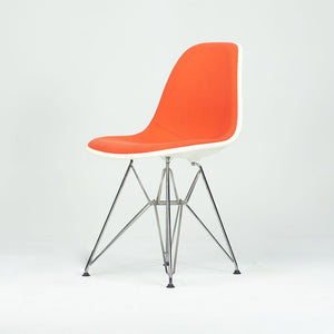 2010s Pair of Herman Miller Eames Dining Side Shell Chairs with Orange Upholstery