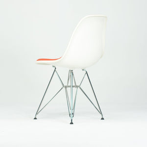 2010s Pair of Herman Miller Eames Dining Side Shell Chairs with Orange Upholstery