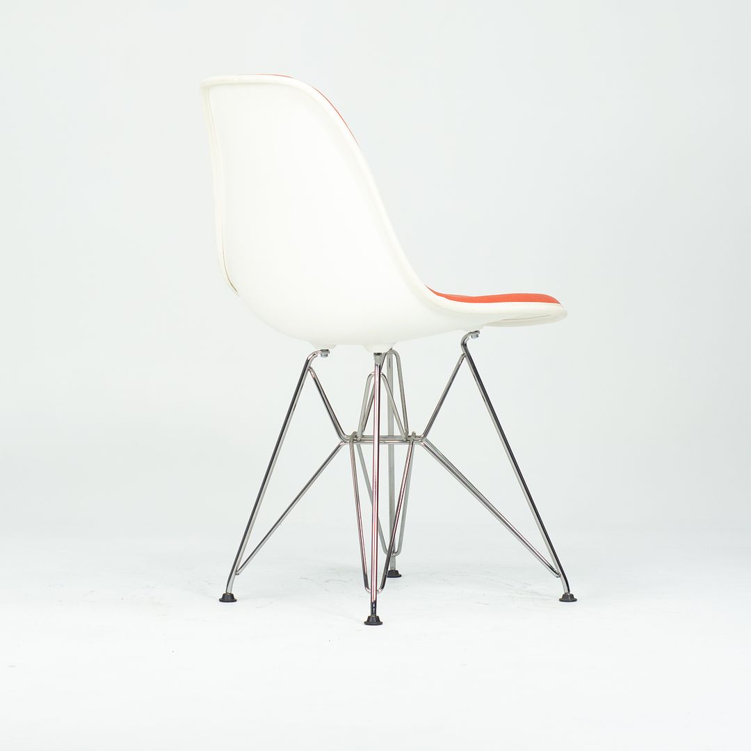 2010s Pair of Herman Miller Eames Dining Side Shell Chairs with Orange Upholstery