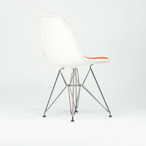 2010s Pair of Herman Miller Eames Dining Side Shell Chairs with Orange Upholstery