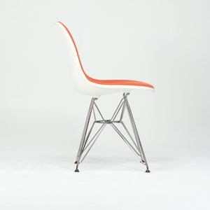 2010s Pair of Herman Miller Eames Dining Side Shell Chairs with Orange Upholstery