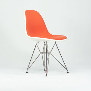 2010s Pair of Herman Miller Eames Dining Side Shell Chairs with Orange Upholstery