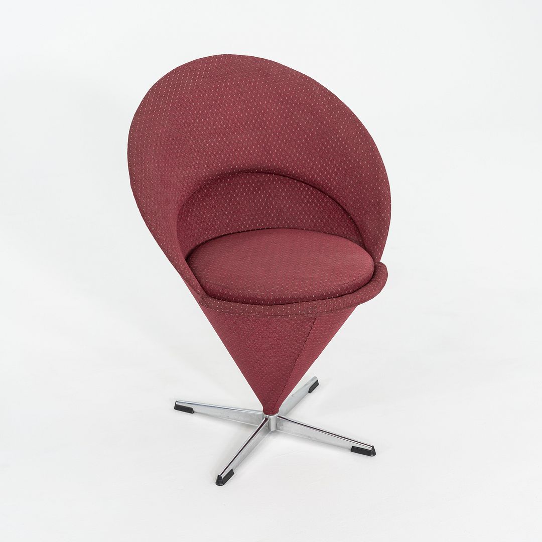 1960s Verner Panton for Plus Linje Cone Side Chair in Fabric and Chromed Steel