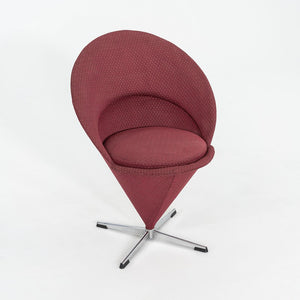 1960s Verner Panton for Plus Linje Cone Side Chair in Fabric and Chromed Steel