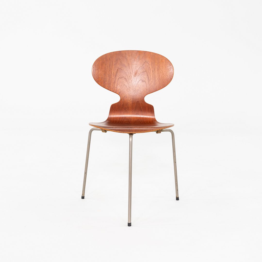 1960s Set of Four Arne Jacobsen for Fritz Hansen Ant Chairs Teak w/ Steel Legs