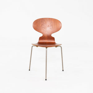 1960s Set of Four Arne Jacobsen for Fritz Hansen Ant Chairs Teak w/ Steel Legs