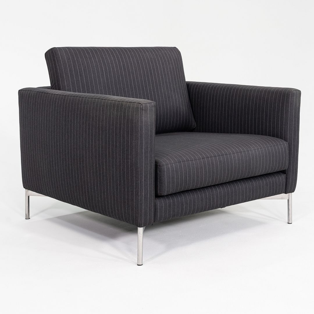 2008 Piero Lissoni for Knoll Divina Lounge Chair with Black Pinstripe Fabric
