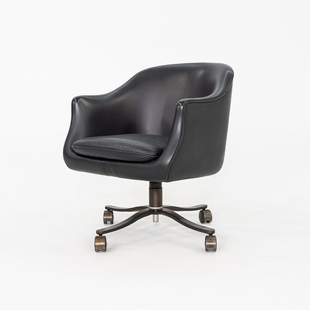 1980s Nicos Zographos Alpha Desk Chairs in Black Leather and Dark Bronze 2x Available