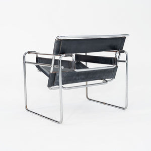 1970s Marcel Breuer for Knoll Wassily Lounge Chair in Black Leather 2x Available