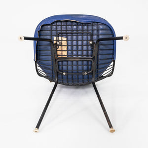 C. 1957 Herman Miller Eames Wire DKX-1 in Black Steel with Bikini Pad in Blue